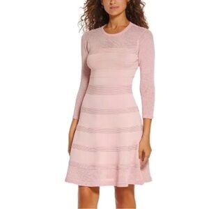 Vince Camuto Pointelle-Trimmed Fit & Flare in Blush Pink